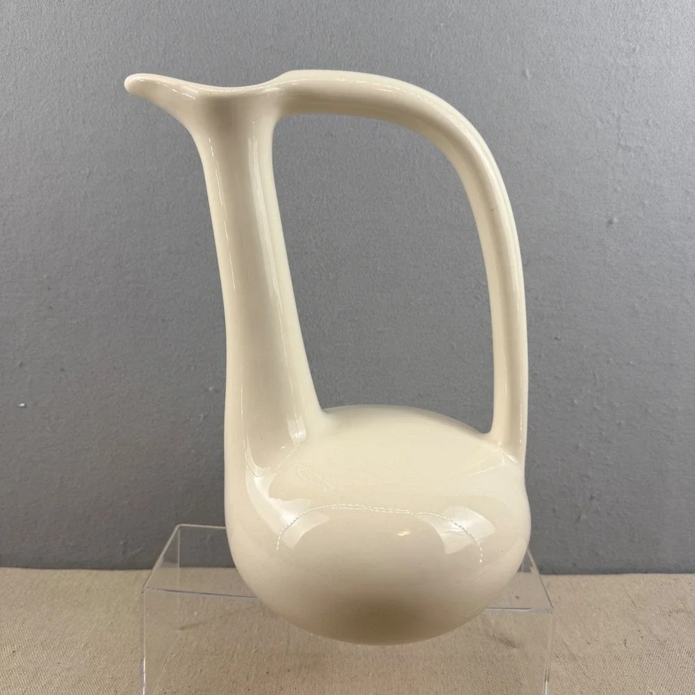 Vintage Jaru California Pottery Ewer MCM Cream Ceramic Pitcher Vase 11